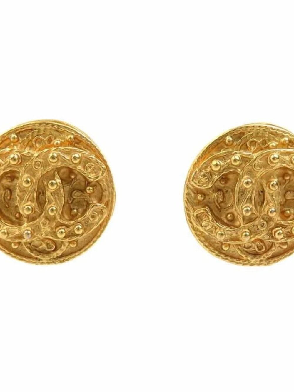 CHANEL Vintage CC Logo Clip on Earrings Gold Metal